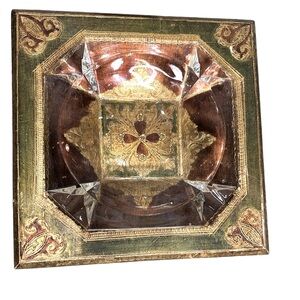 ITALIAN FLORENTINE GILT WOOD DISH TRAY ASHTRAY HOLDER HOLLYWOOD REGENCY 1960s
